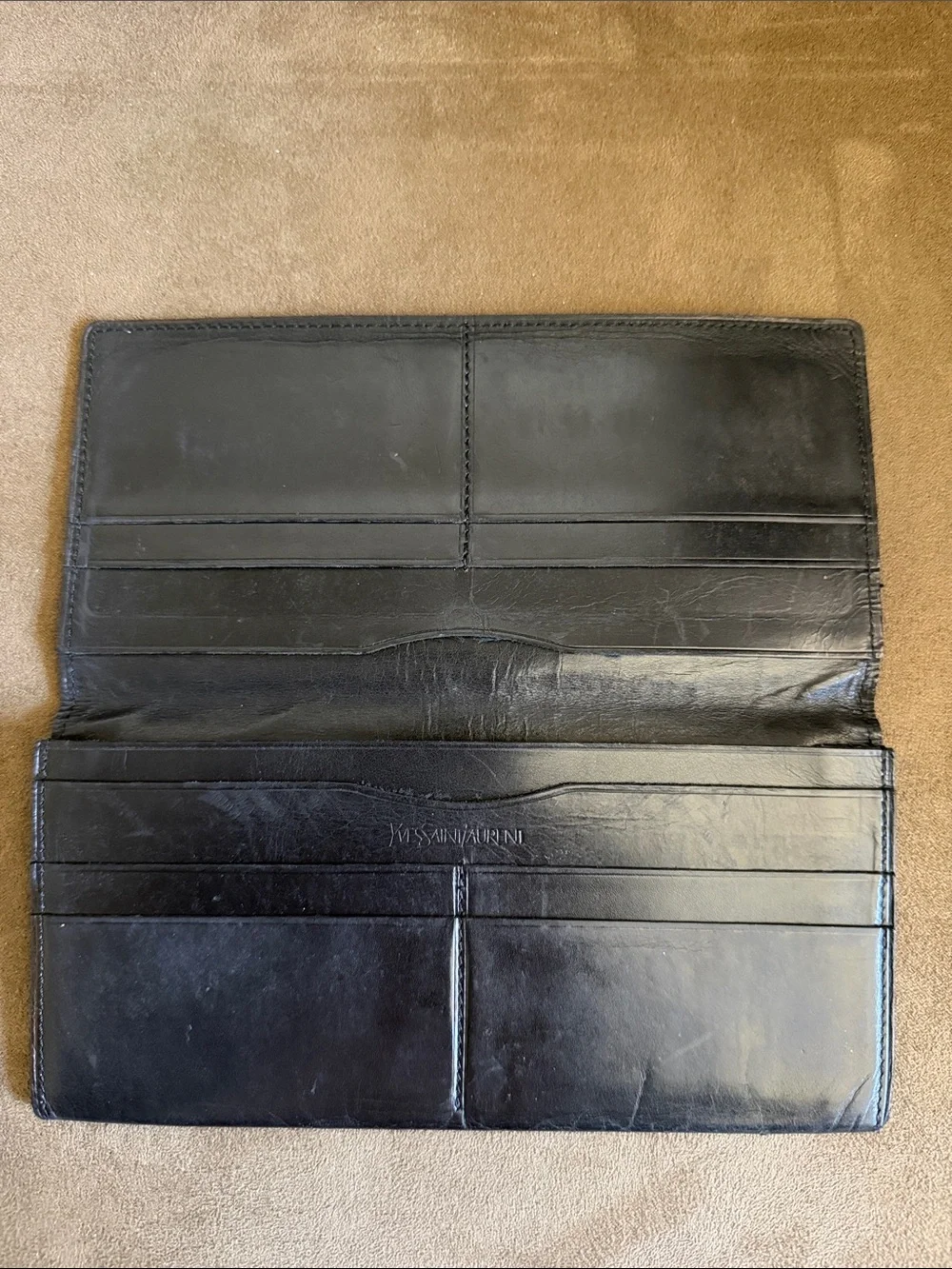 Yves Saint Laurent Black Lambskin Leather Slim Wallet - Picture 8 of 12